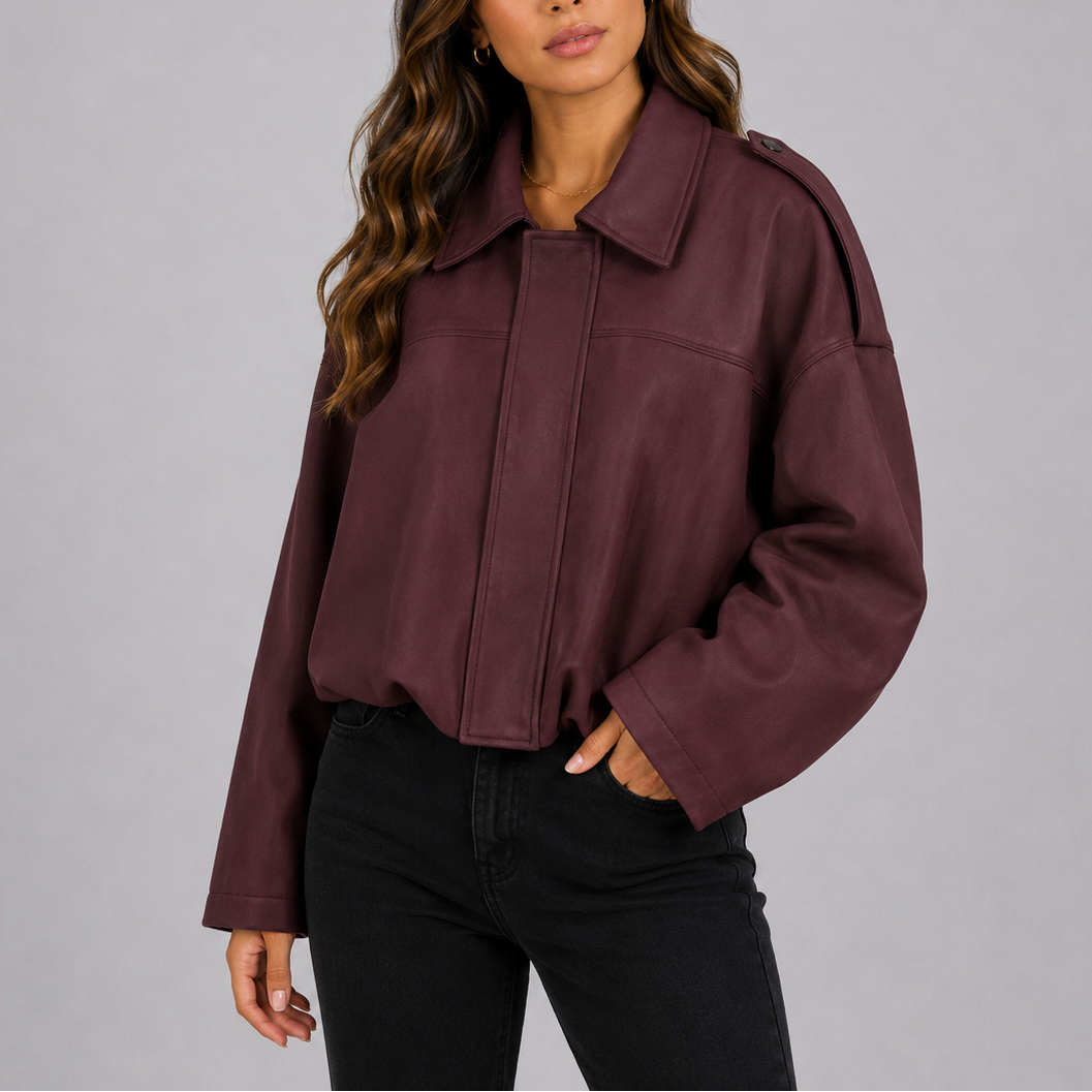 Women's Oversized Collared Utility Jacket for Everyday Wear