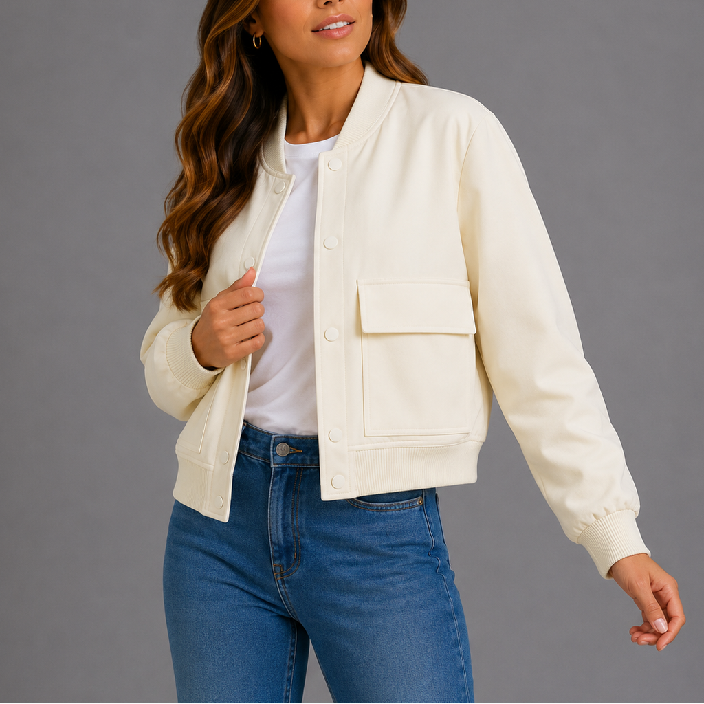 Women's Classic Front Bomber Jacket for Everyday Wear
