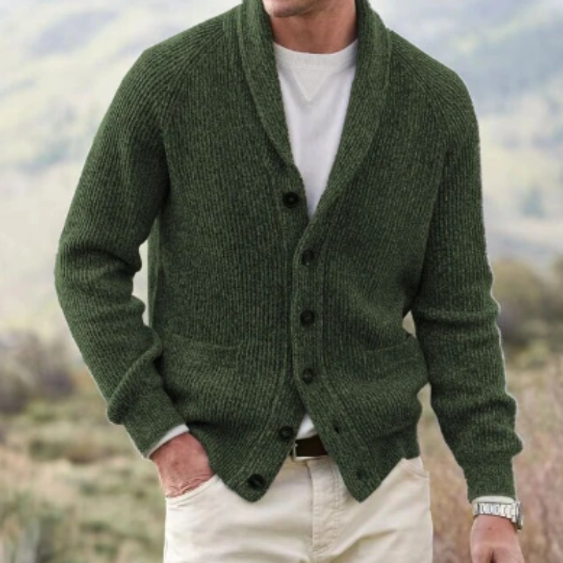 Men's Button Front Cardigan for Autumn Winter Wear