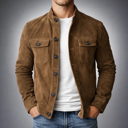 Men's Classic Button Front Jacket With Utility Pockets