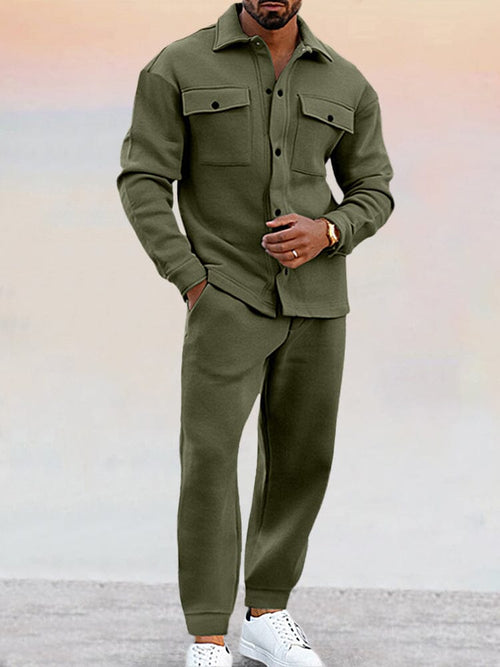 Men's Coordinated Shirt And Trousers Set for Outings