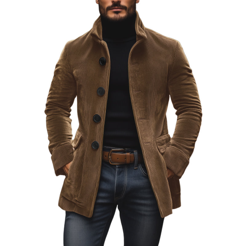Men's Corduroy Buttoned Jacket for Autumn Winter Wear