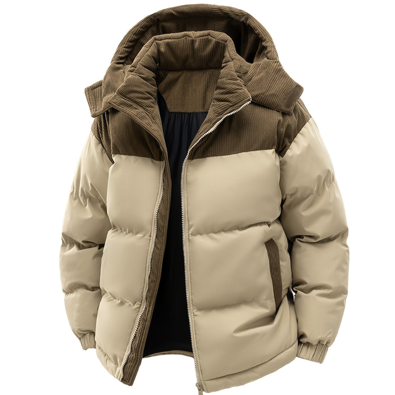 Men's Hooded Puffer Jacket for Autumn Winter Outdoor