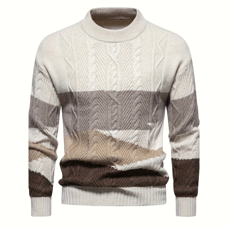 Beige colour-block sweater – front view
