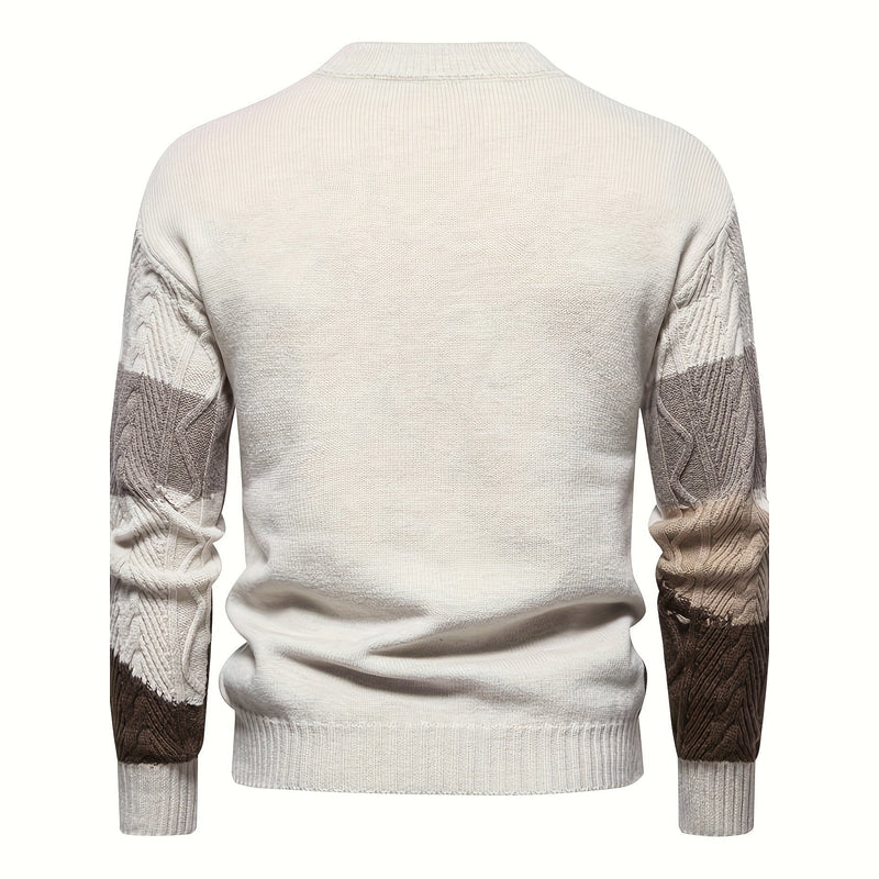 Beige cable knit sweater – back view