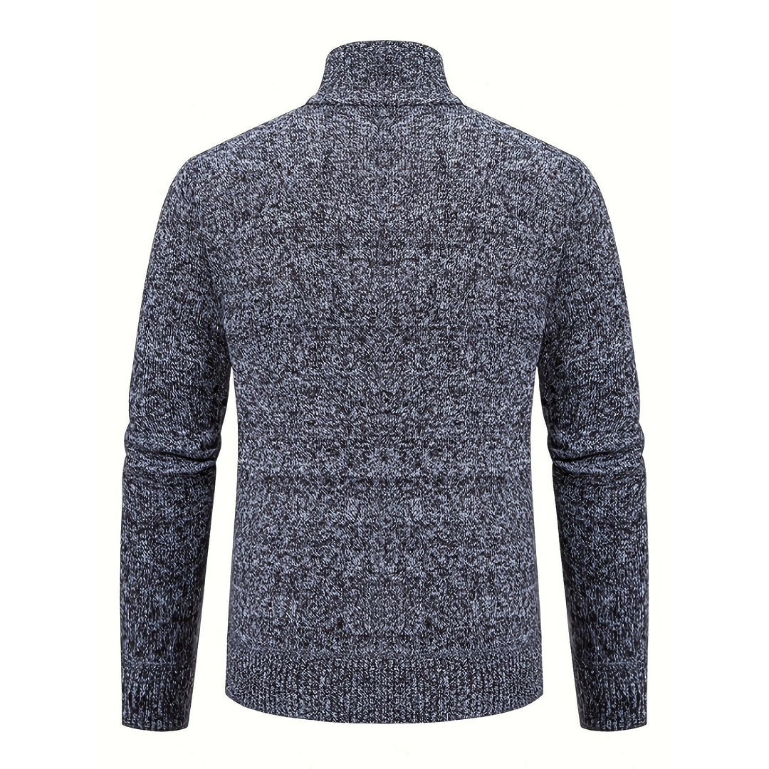 Men's dark grey cardigan – back view