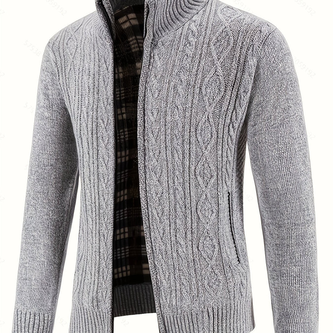 Men's light grey cardigan – open view