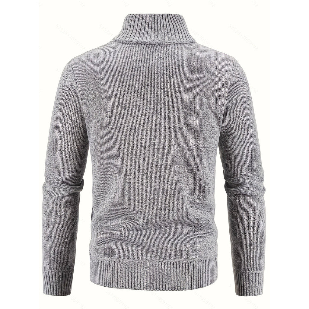 Men's light grey cardigan – back view