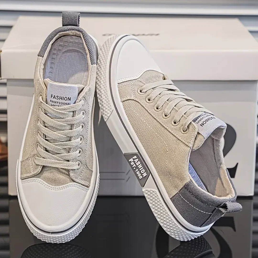 Men's beige canvas low-top sneakers