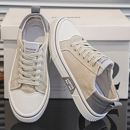 Men's beige canvas low-top sneakers