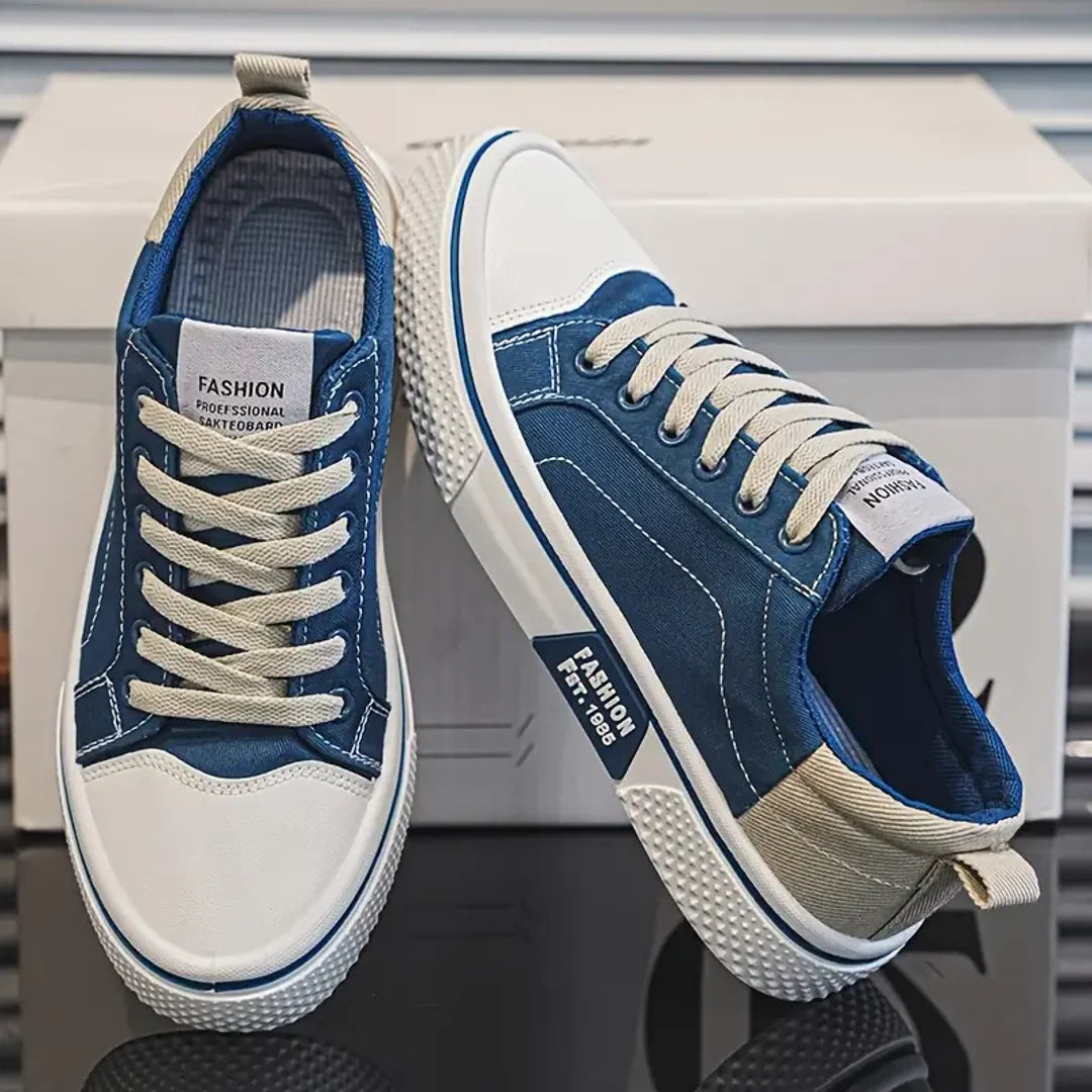 Men's blue canvas low-top sneakers