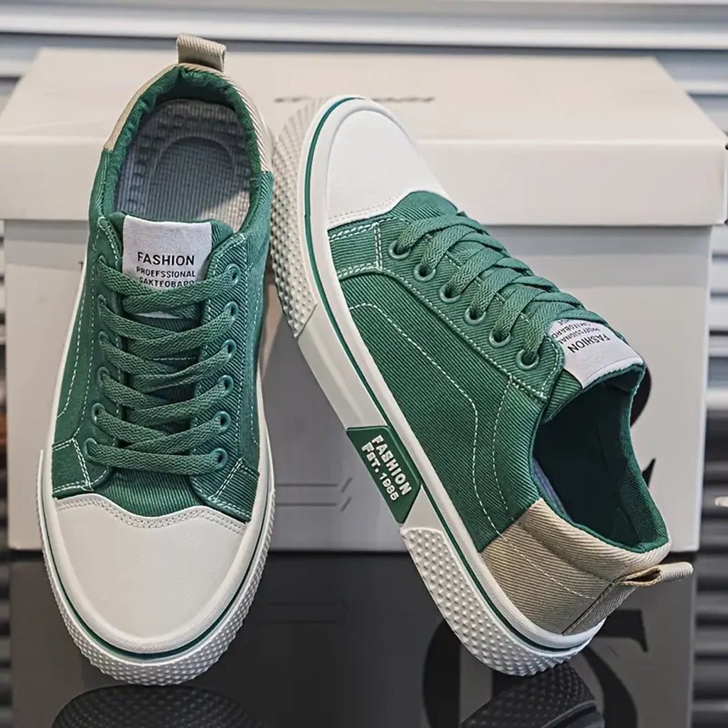 Men's green canvas sneakers with laces