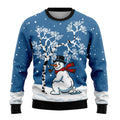 Men's blue Christmas sweater with snowman print