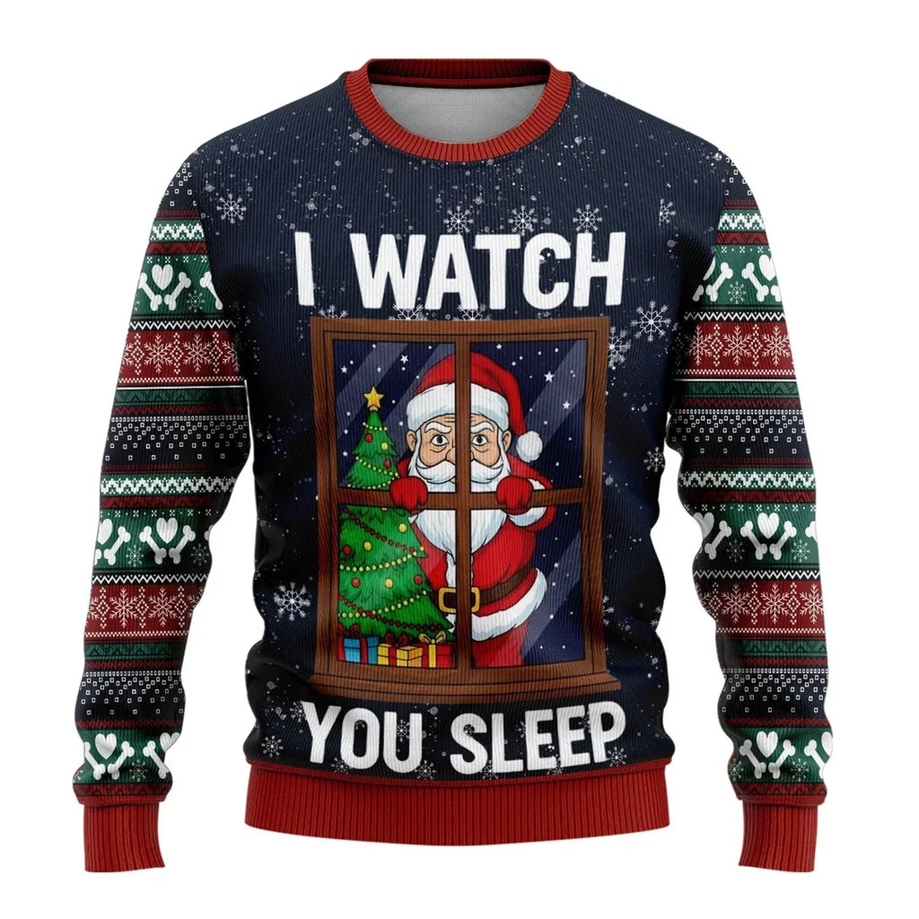 Men's Christmas sweater with Santa window print