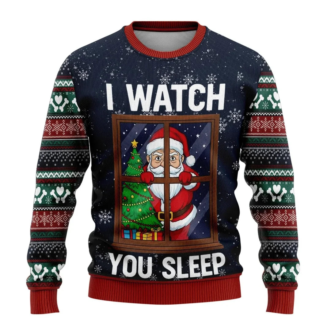 Men's Christmas sweater with Santa window print