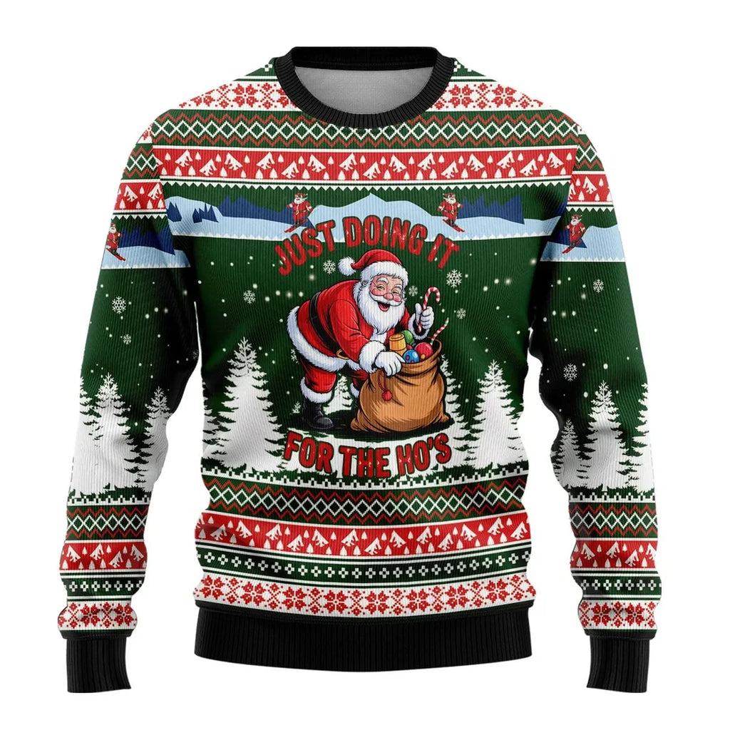 Men's Christmas sweater with Santa sleigh print
