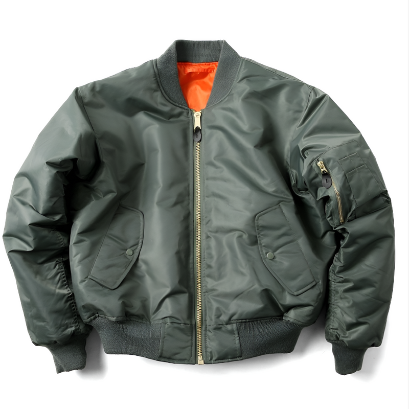 Men's Classic Bomber Jacket with Ribbed Cuffs for Everyday Wear
