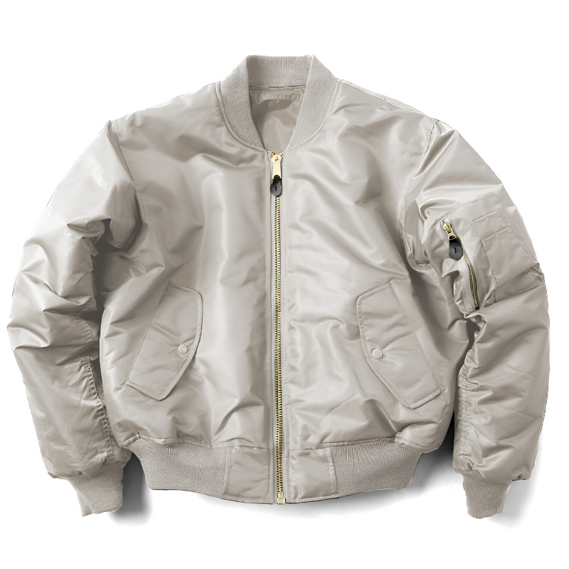 Men's classic bomber jacket in light grey