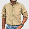 Men's classic button-down shirt in khaki