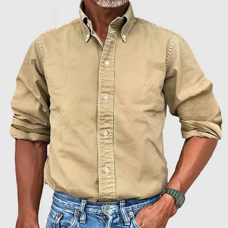 Men's Classic Button-Down Shirt with Long Sleeves for Everyday Wear
