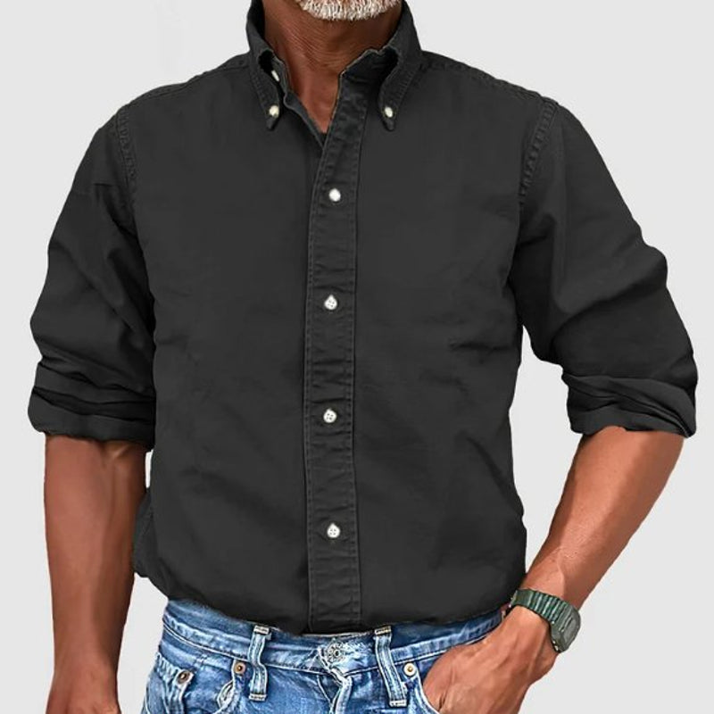 Men's classic button-down shirt in black