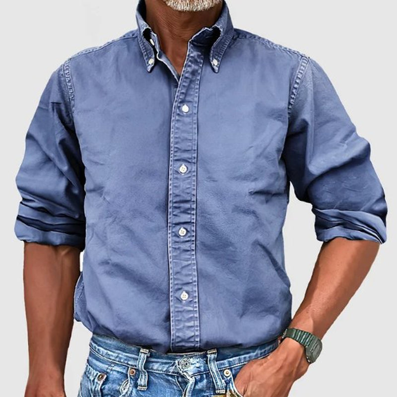 Men's classic button-down shirt in blue