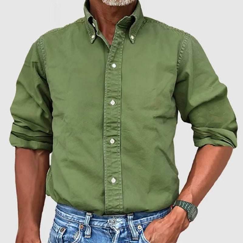Men's classic button-down shirt in green