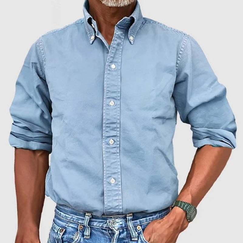 Men's classic button-down shirt in light blue