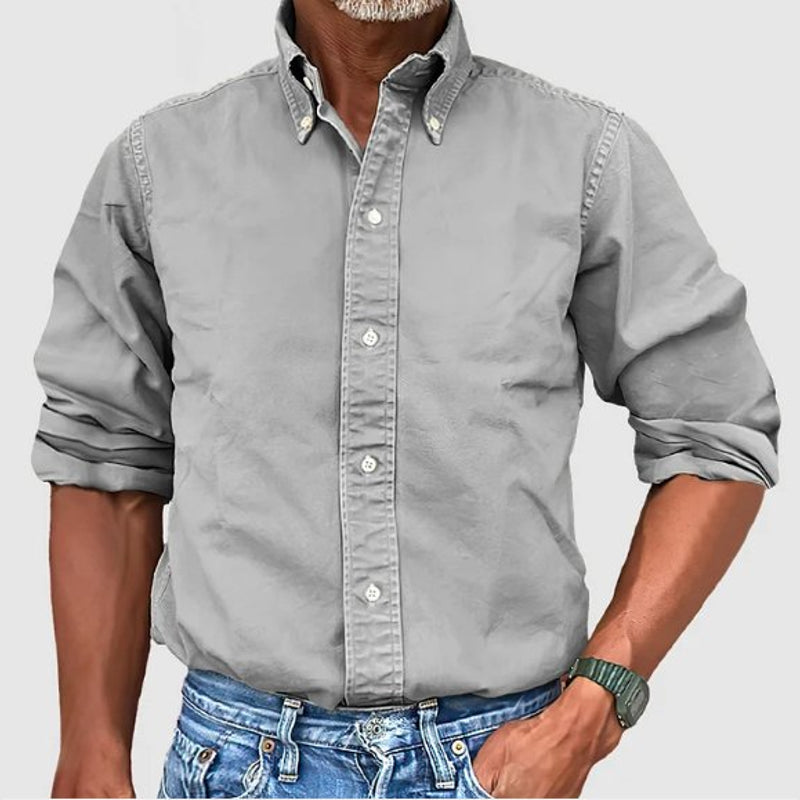 Men's classic button-down shirt in grey