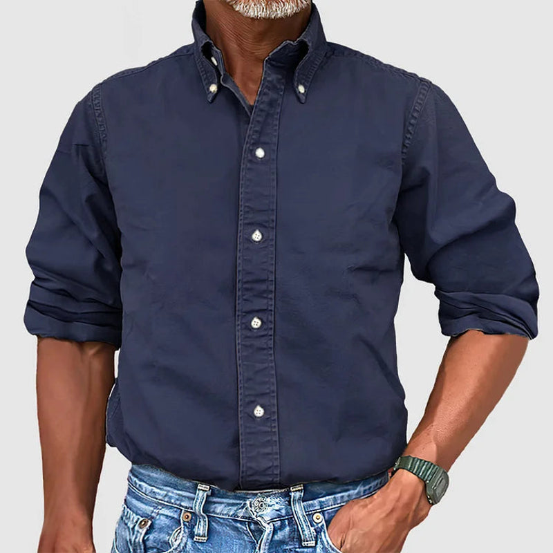 Men's classic button-down shirt in navy blue