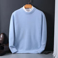 Men's classic crew neck knit sweater in light blue