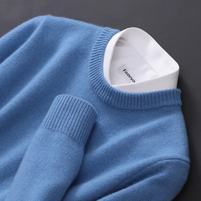Close-up of the blue knit