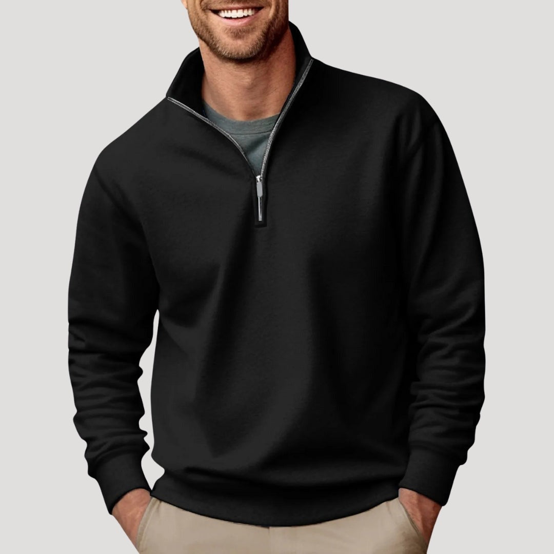 Men's classic quarter-zip pullover in black
