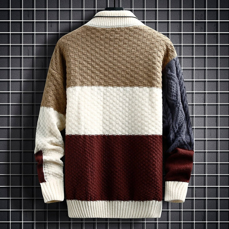 Men's colour block chunky knit sweater