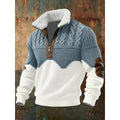 Men's colour block half-zip sweater in blue and white