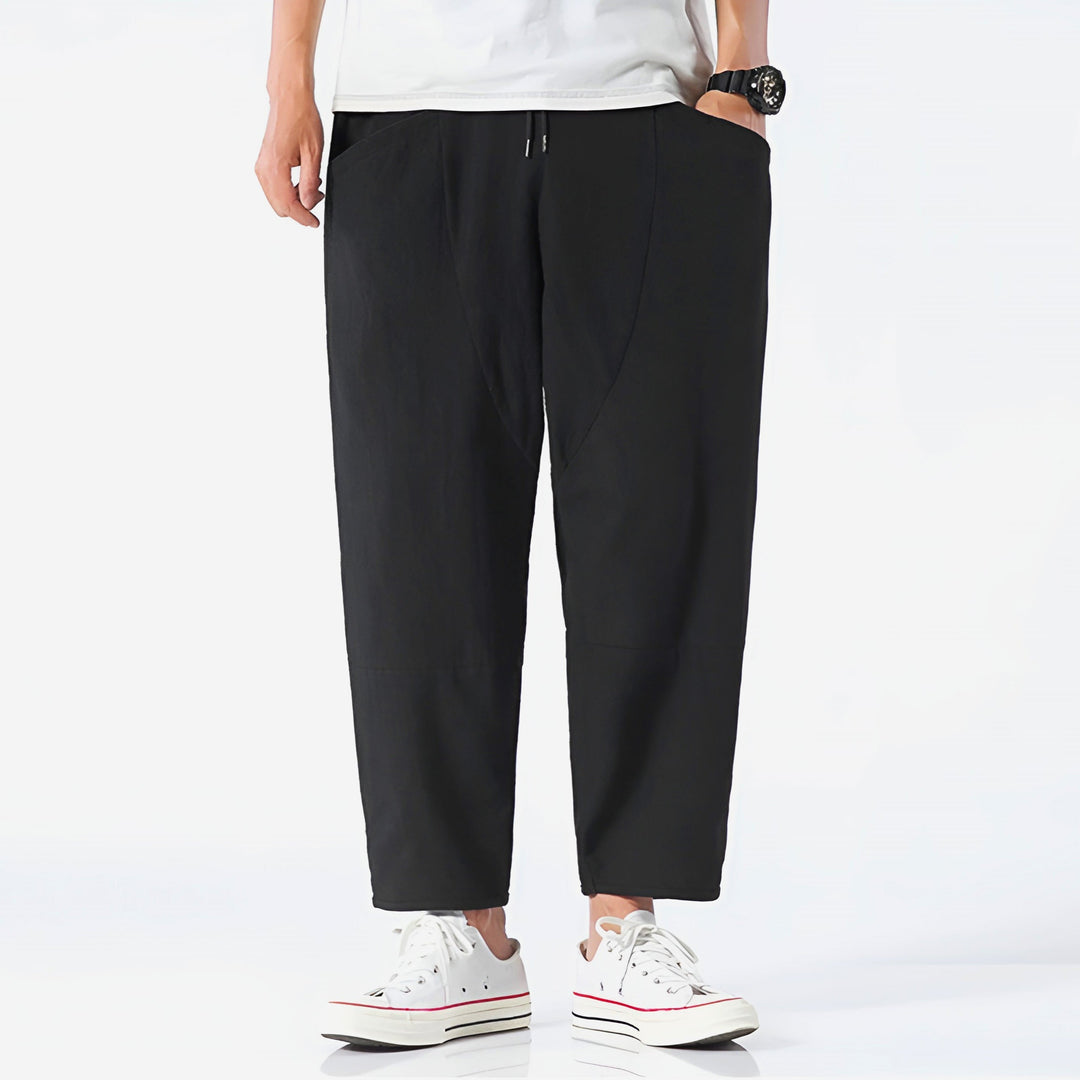 Men's black relaxed trousers – full length