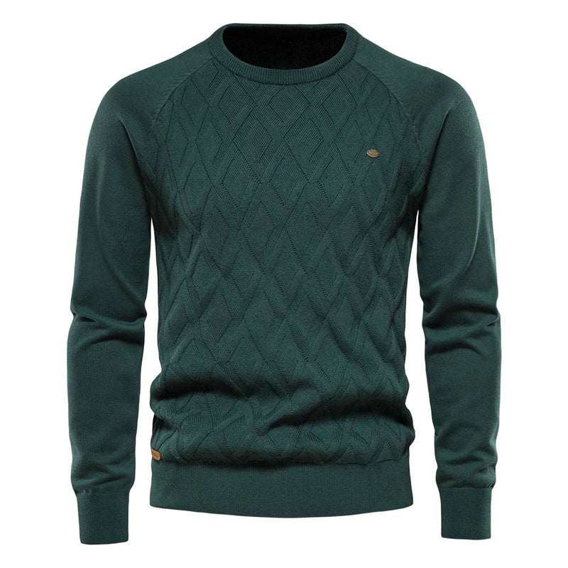 Men's diamond textured knit sweater in green