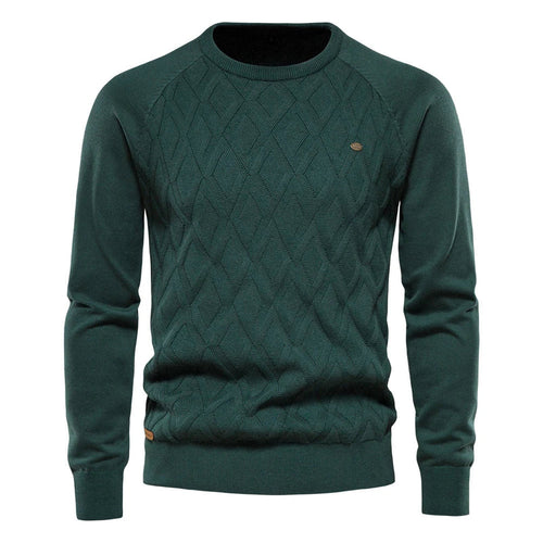 Men's diamond textured knit sweater in green