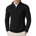Men's black fine knit half-zip pullover