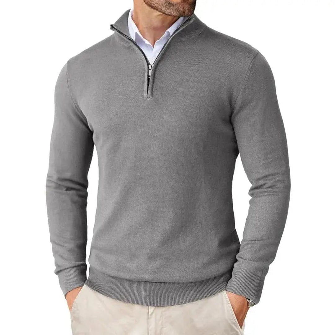 Men's light grey half-zip pullover