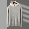 Men's grey fine knit hoodie with contrast hood