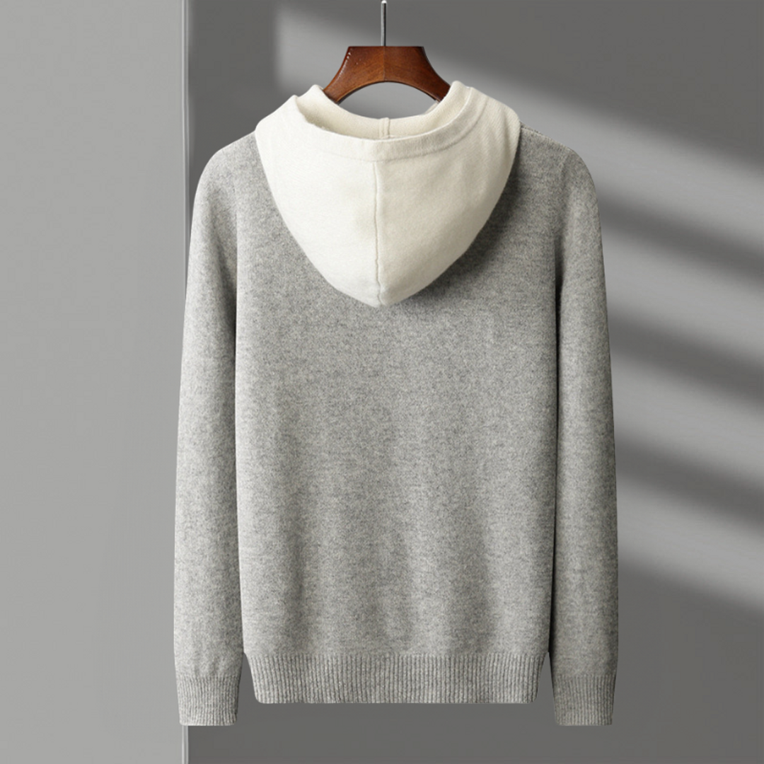 Grey knit hoodie – back view