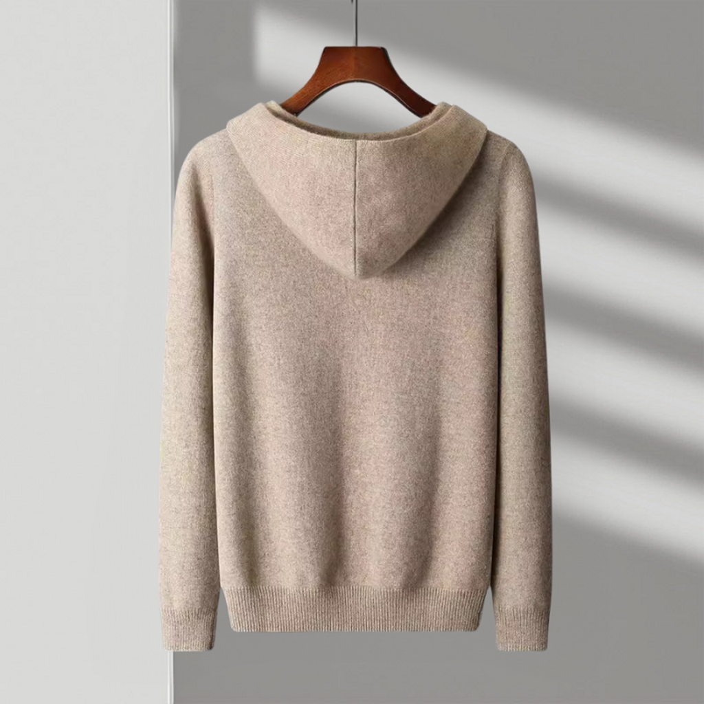 Beige knit hoodie – back view