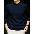 Men's fine knit mock neck sweater in navy