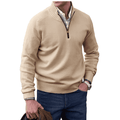 Men's half-zip knit sweater in beige