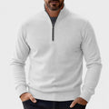 Men's half-zip pullover with stand collar in light grey