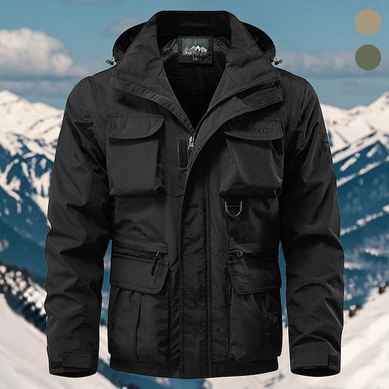 Men's Hooded Explorer Jacket with Multiple Pockets for Outdoor Days
