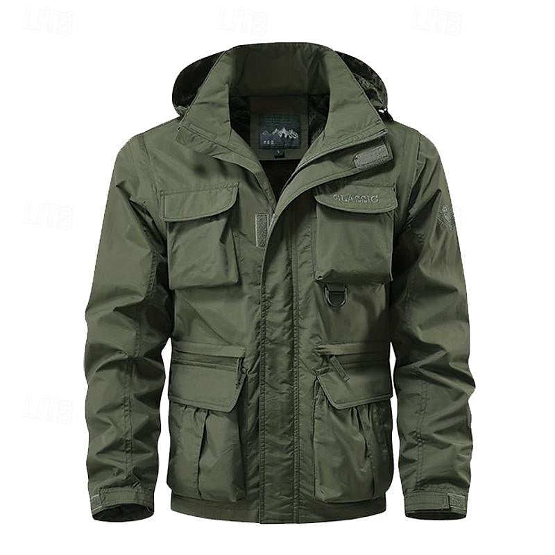 Men's hooded explorer jacket in army green