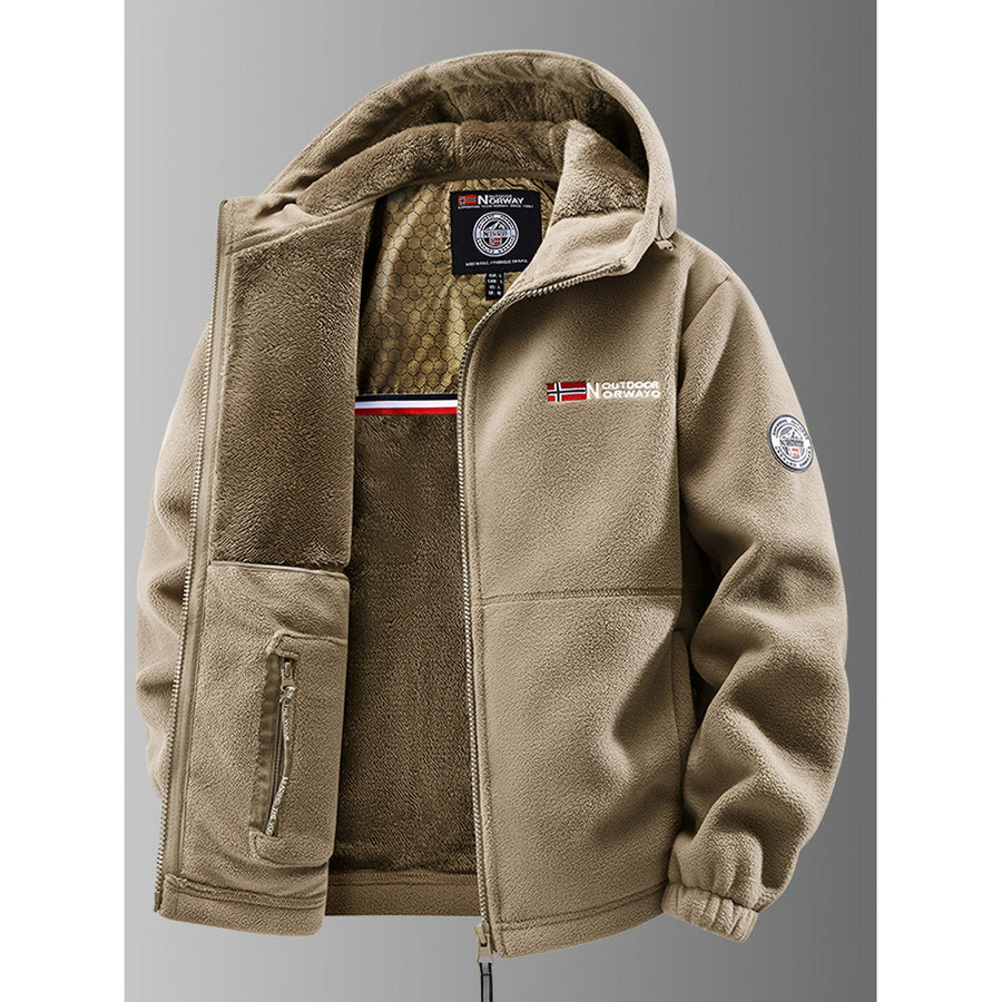 Men's Hooded Fleece Jacket with Teddy Lining for Cold Days