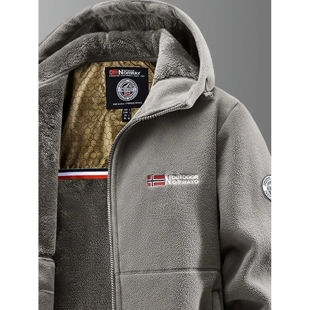 Men's grey fleece jacket – open view